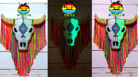 Bull Skull with fringe car freshie